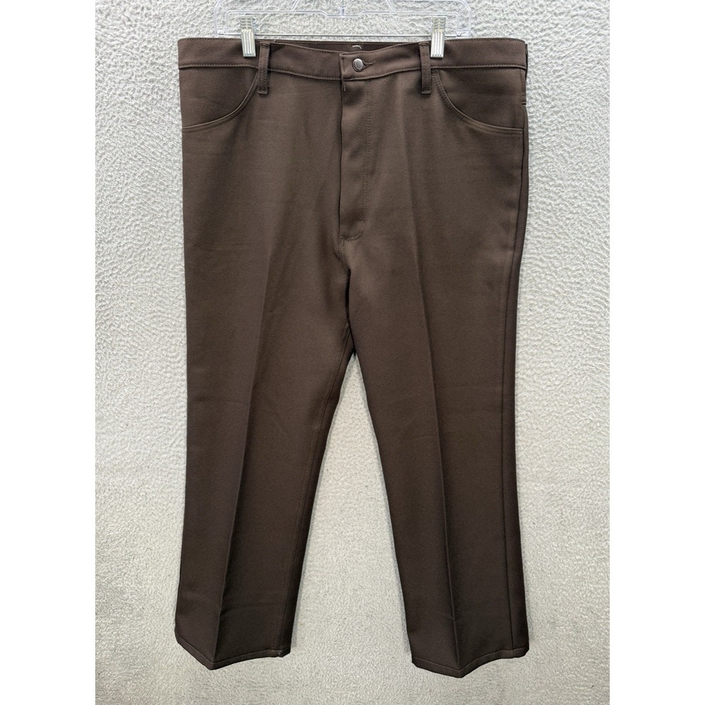 Vintage Wrangler Pants Mens 39x28 Brown Bootcut Dress Pant Western Workwear 90s